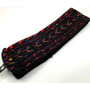 VTG Turtle Fur Black Woven Tapestry Fleece Lined Headband OS Ski Gorpcore Folk